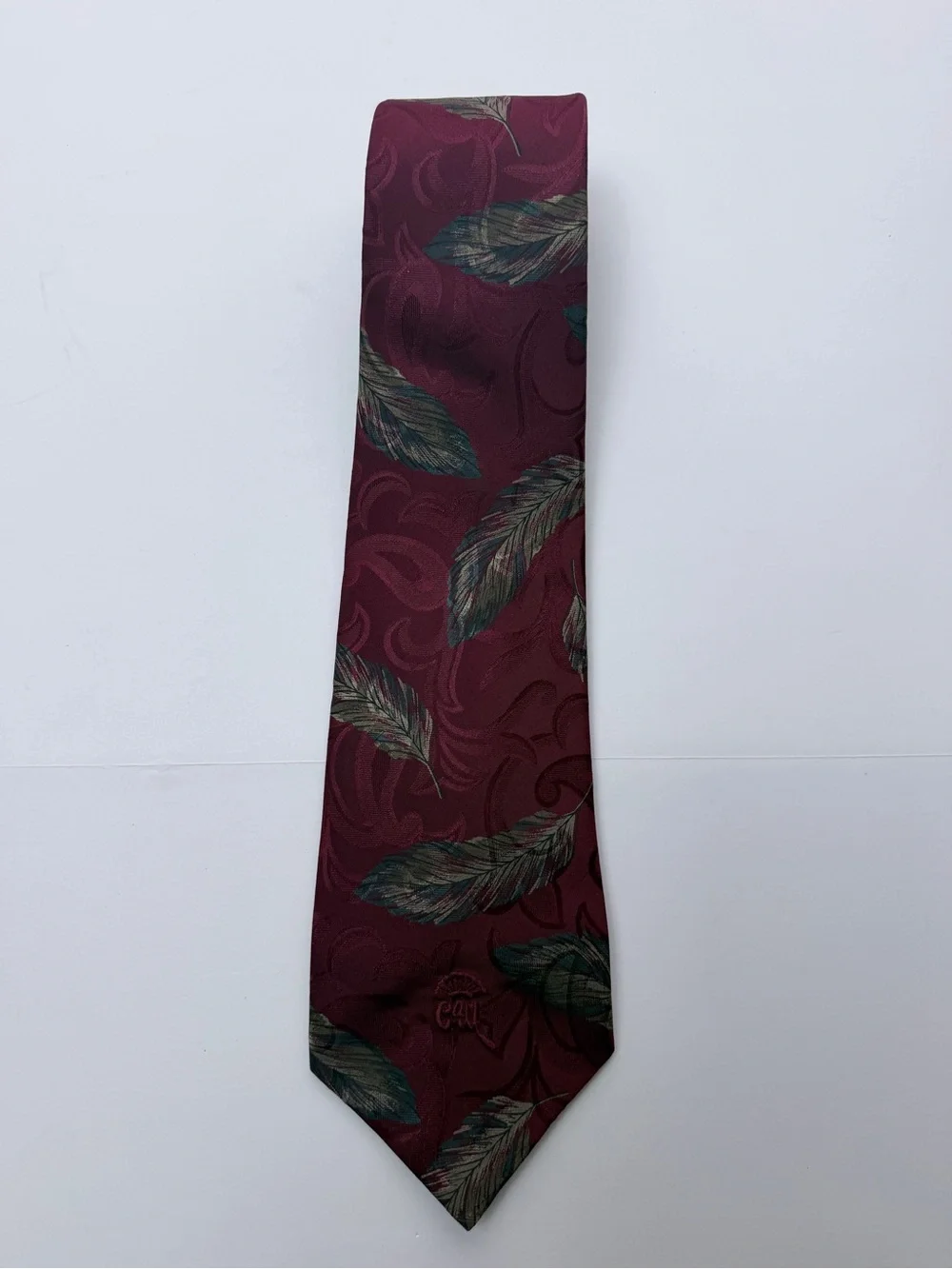 Countess Mara Men’s Silk Tie Burgundy Floral Leaf Jacquard Necktie 58” Classic